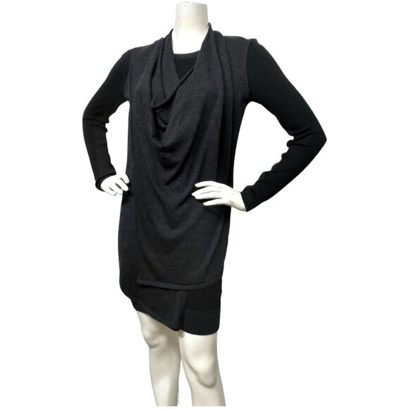 ALL SAINTS Drina Merino Wool Draped Convertible Sweater Knit Dress BlackGray 4 S - Picture 8 of 14